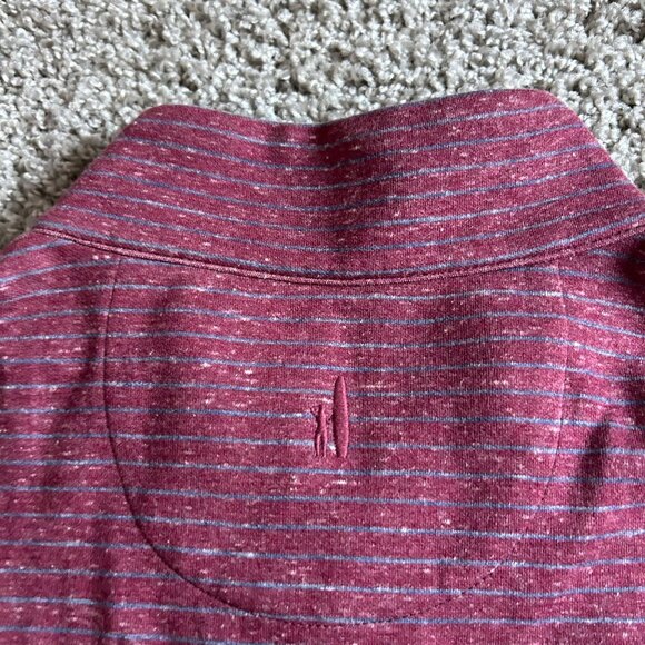 Johnnie-O Mens XL Burgundy Quarter-Zip Pullover Striped Long Sleeve - Picture 6 of 10